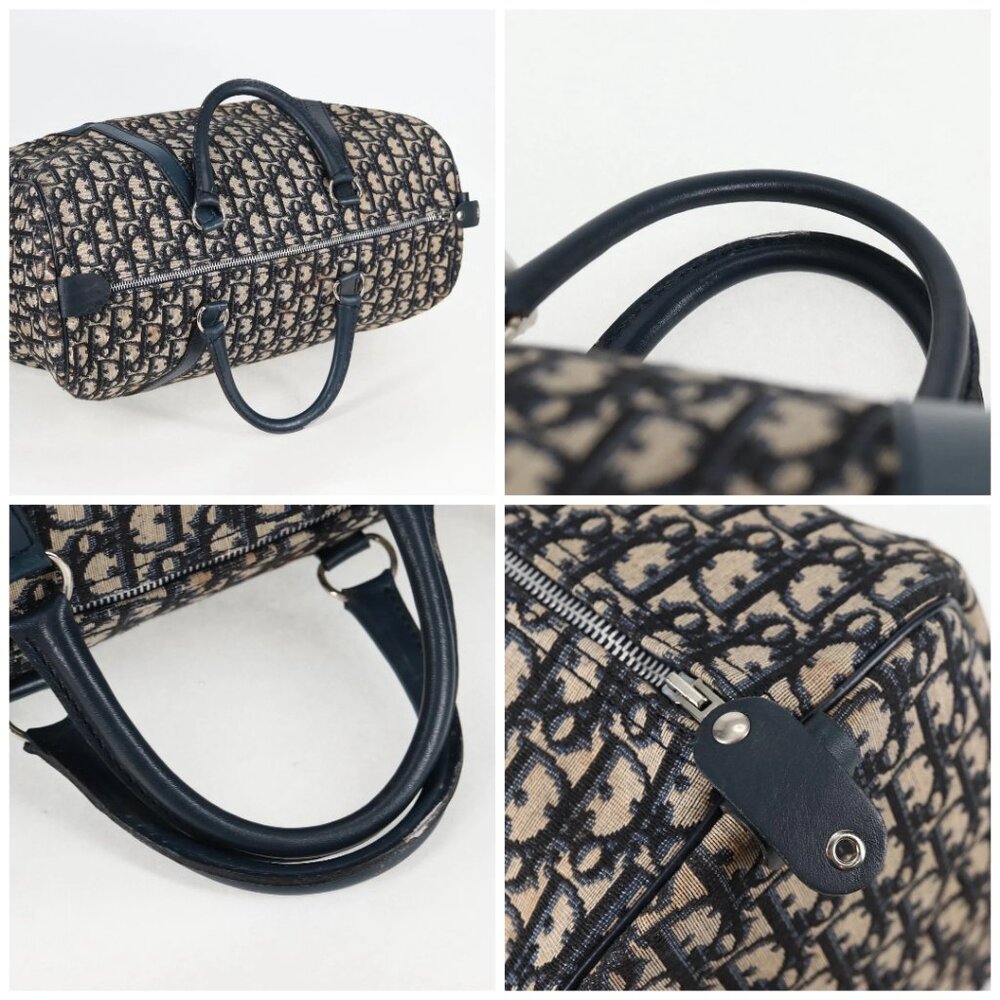 Christian Dior Trotter Canvas Boston Bag Navy Silver Auth 129623 - Picture 16 of 16
